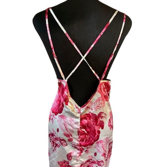 Amoureuse Y2K Pink Floral Lace Trim Slip Dress Size Large - Picture 4 of 11